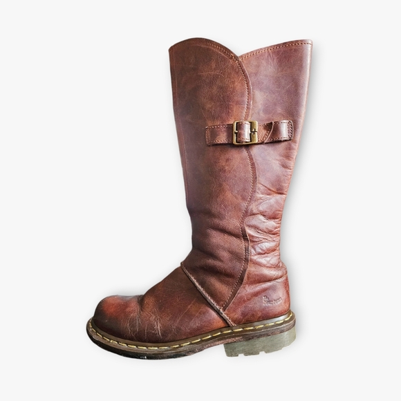 Dr. Martens Shoes - Dr Martens Vintage Brown Leather Knee High Side Zip Boots